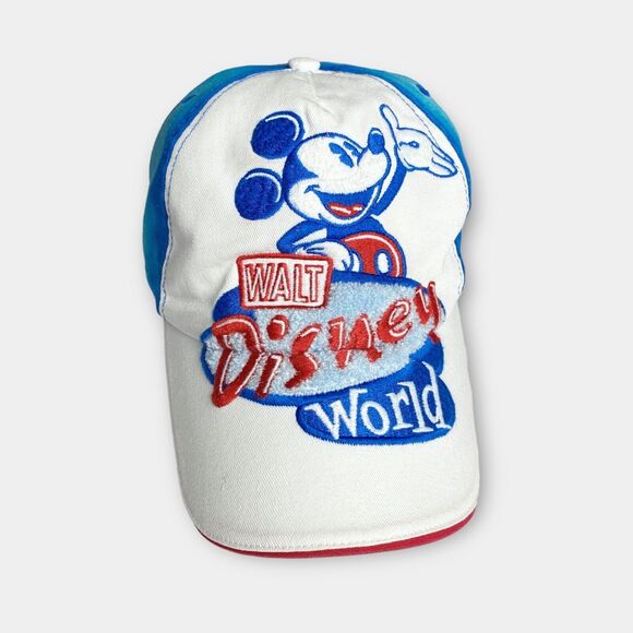 Disney Parks Classic Mickey Mouse Hat Blue Retro Baseball Cap Leather Strap Back - Picture 2 of 14